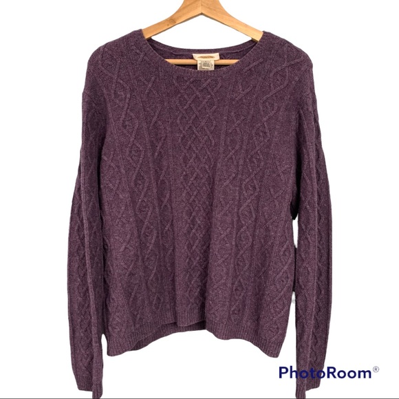Talbots Lambswool Cable Knit Purple Sweater Women’s Size Large - Picture 1 of 8